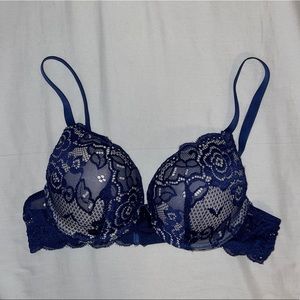 navy blue lace double pushup bra, size 32B